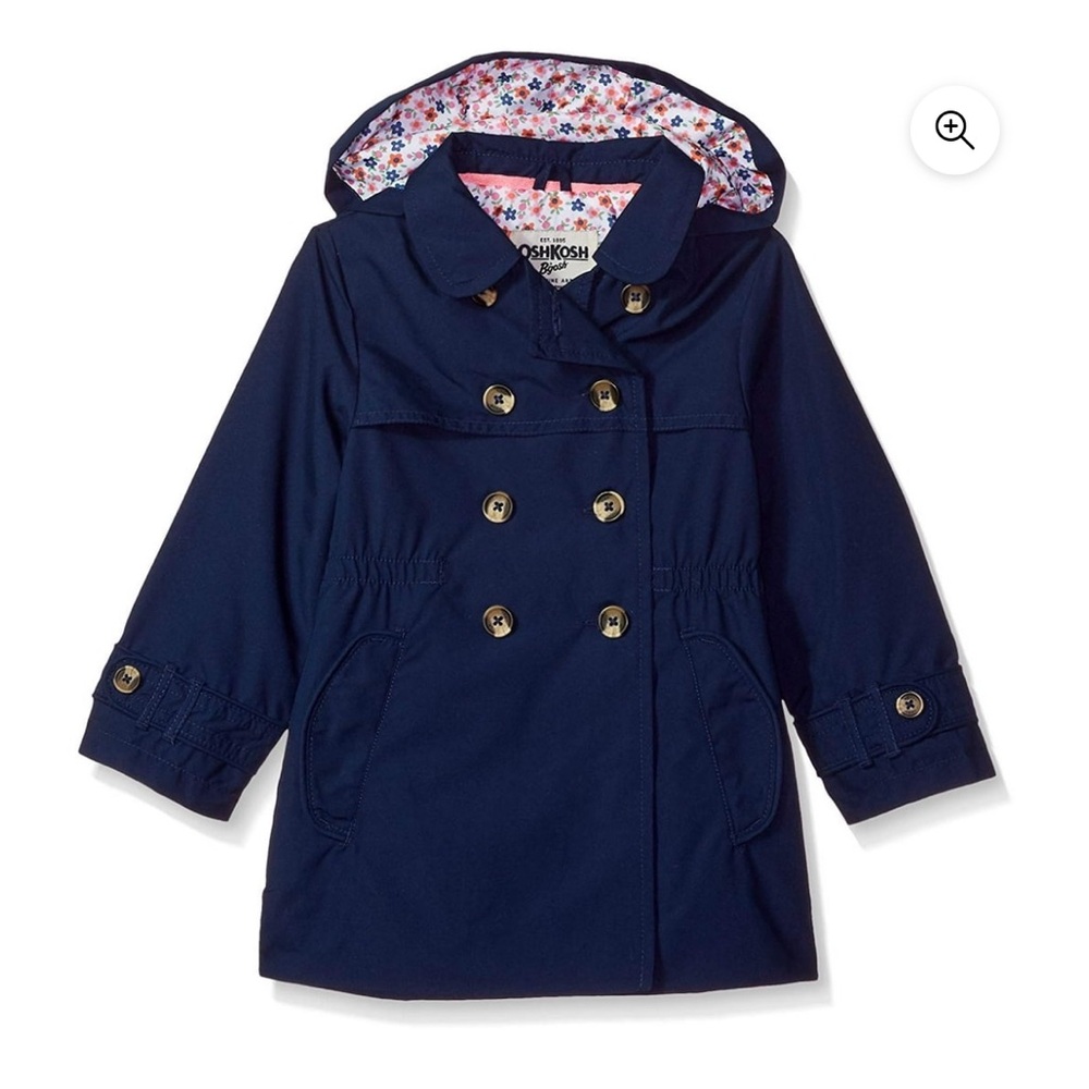 Osh Kosh Girls 2T-4T Double Breasted Trench Coat (Navy 4T)
